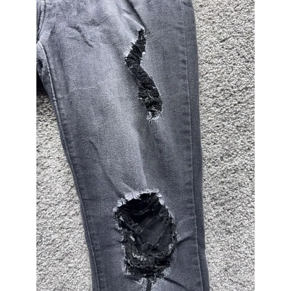 Judy Blue Jeans Womens 7/28 Black Grey Skinny Distressed Rip Grunge Made In USA‎ - Picture 2 of 12